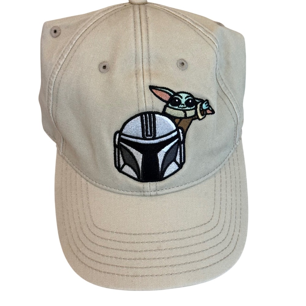 Disney Star Wars The Mandalorian Grogu Baby Yoda Khaki Tan Baseball Hat Cap OSFM